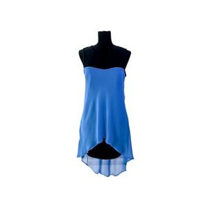 Nicole Miller Black & Royal Blue High-Low Illusion Dress Size Small